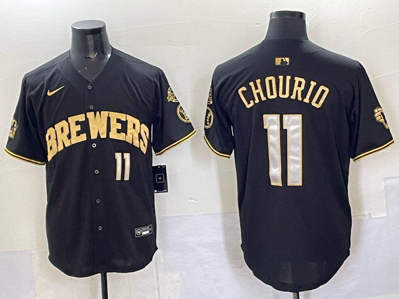 Men Milwaukee Brewers #11 Chourio black Nike MLB 2025 Jersey 001->milwaukee brewers->MLB Jersey